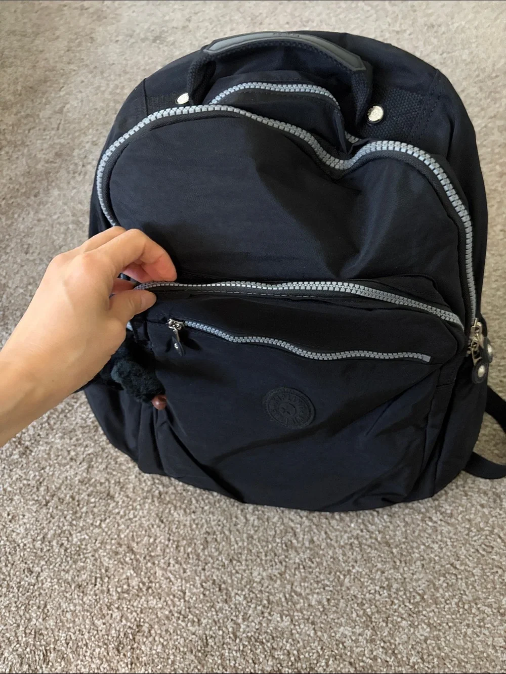 Kipling Seoul vintage laptop Large Backpack in Black silver zipper 45cm